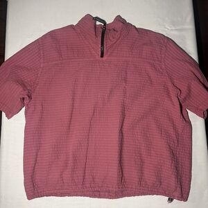 Ezze Wear Seersucker Shirt Outdoors Pink Cotton Gauze Vintage 90s Zip Loose XL